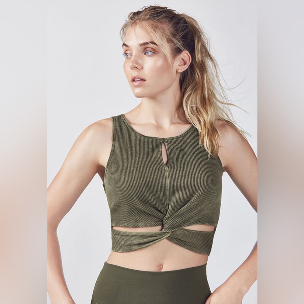 Fabletics Talia Tank. Army Green. Medium.